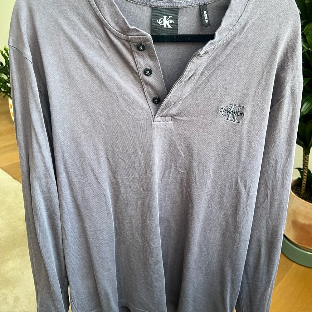 Kith x Calvin Klein Men's Long Sleeve Shirt in Blue-Gray